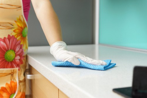 Professional carpet cleaner in Acton cleaning a living room carpet