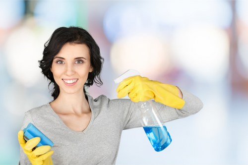 Carpet cleaning work area with safety and access considerations